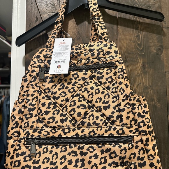 Lug Skyhop QVC Brown and Black Leopard Print Backpack - Picture 3 of 6